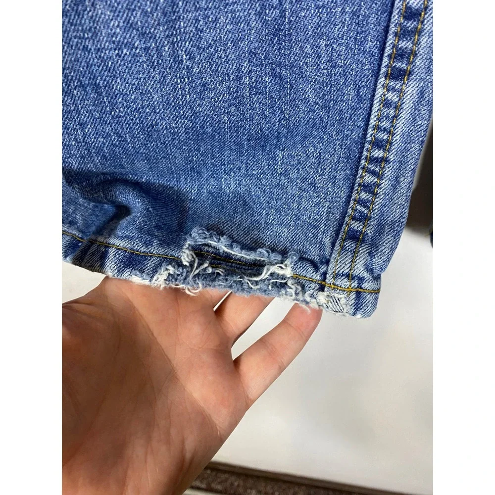 Arizona Relaxed 36x34 Medium Wash Jeans Straight Leg Distressed Hem Denim